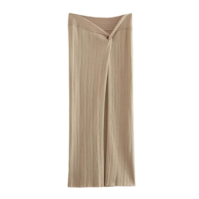 TRAFZA Set bolero încrucișat metalic de vară pentru femei, fuste din tricot cu talie înaltă, la modă, rochie midi sexy, 2 bucăți