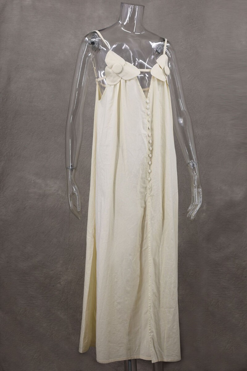 Módne letné šaty 2024 s výstrihom do V, letné maxi šaty s výstrihom do V, letné šaty s výšivkou a gombíkmi, letné šaty s dlhým rukávom a výšivkou.