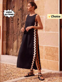 2024. aasta suvemood, uus naiste rannapuhkuse stiil, ühevärviline elegantne kleit, boheemlaslik, varrukateta, seksikas naiste rüü