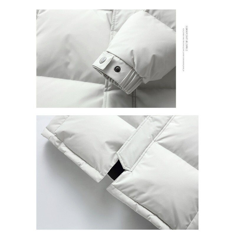 Meeste talvepikad sulejoped Meeste vabaaja kapuutsiga valged sulemantlid kvaliteetsed välisuusad paksud soojad tuulekindlad välisriided