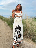 Γυναικεία Μόδα Off Shoulder Shoulder Lady Top Σετ Casual στάμπες ψηλόμεση φούστα 2024 Καλοκαιρινά ρούχα για διακοπές Lady Beach