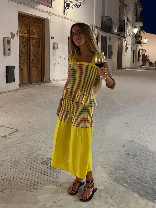 Elegantne triibulise kaelusega varrukateta naiste top komplektid vabaaja plisseeritud värvi plokkseelik kaheosaline komplekt naiste uued tänavarõivad