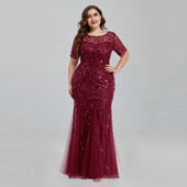 Rochie de seară de tip sirenă cu broderie din plasă de paiete pentru femei, cu mâneci scurte, elegante, rochii de bal pentru petrecere, rochie lungă nouă 2020