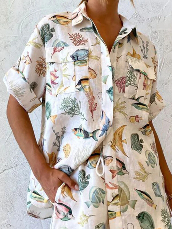 Uus suvine vabaaja lühikeste varrukatega prindinupp Keera kraega särkpluusid kõrge vöökohaga lühikesed püksid ülikond, naiste elegantne 2-osaline komplekt