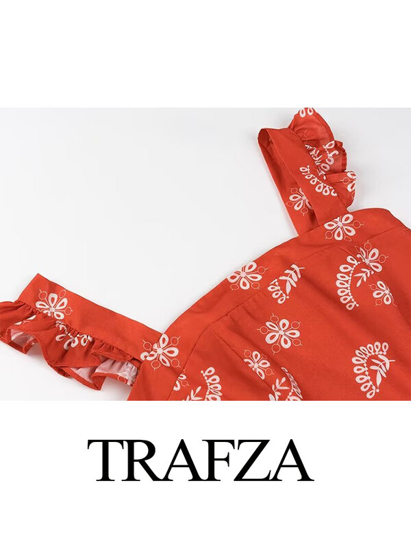 TRAFZA suvemood naiste ülikonnad, trükitud varrukateta, Boheemi stiilis lühike sling top+elastne vööpoolne tõmblukk jaotatud seelik Mujer