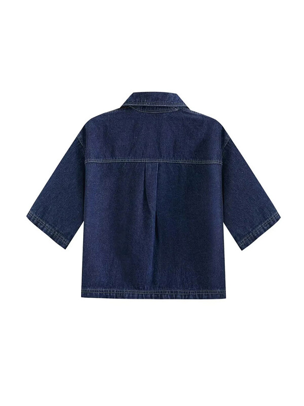 TRAF 2024 naiste moodne klapptasku kaunistus, lühike klappkrae, õhuke teksaosa + asümmeetriline teksaseelik, 2-osaline komplekt