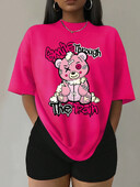 Puppet Bear Cartoon Printing Дамски тениски Комплект от две части Fashion Street Novel Къси комплекти Дишаща мека риза Shorts Dame
