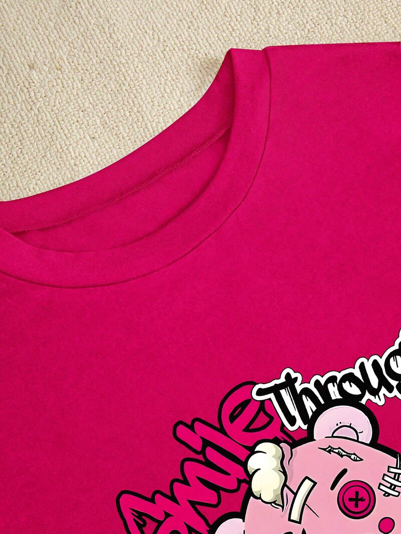 Puppet Bear Cartoon Printing Ženske majice Dvodijelni set Modni ulični roman Kratki setovi Prozračne mekane kratke majice Ženske