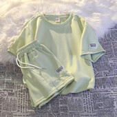 Καλοκαιρινό φαρδύ γυναικείο κοστούμι αδυνατίσματος Plus Size Σετ δύο τεμαχίων Casual Sports Outerwear Streetwear κοντά μανίκια