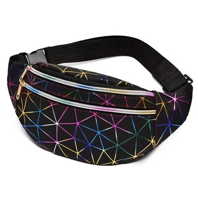 Нови модни дамски раници за талия Fanny Pack Pouch Портмоне за бедрата Чанти с лазерен колан Портфейл с геометрични шарки