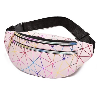Нови модни дамски раници за талия Fanny Pack Pouch Портмоне за бедрата Чанти с лазерен колан Портфейл с геометрични шарки