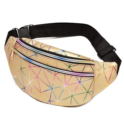 Нови модни дамски раници за талия Fanny Pack Pouch Портмоне за бедрата Чанти с лазерен колан Портфейл с геометрични шарки