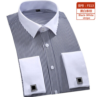 M~6XL Мъжка риза с френски маншети 2024Нова бяла риза с дълги ръкави, официални бизнес копчета, мъжки ризи, стандартна риза с копчета за ръкавели
