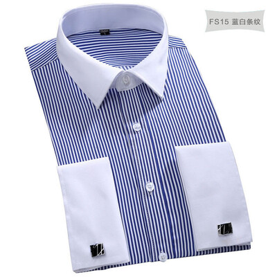 M~6XL Мъжка риза с френски маншети 2024Нова бяла риза с дълги ръкави, официални бизнес копчета, мъжки ризи, стандартна риза с копчета за ръкавели