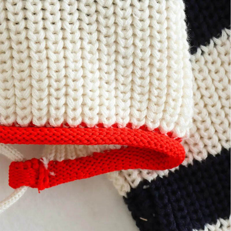 TRAF Pulovere decupate pentru damă Pulover cu dungi tricot Pulovere Toamnă Iarnă Crop Tricotat fără spate Top cu mânecă lungă Tricoturi