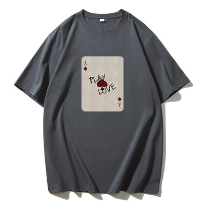 Hirsionsan "play Love" kirjatrükiga T-särk naiste suvine puuvillane pehme lühikeste varrukatega t-särk, naiste suur tänava gooti tops