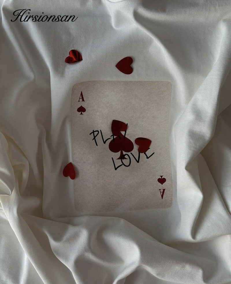 Hirsionsan "play Love" kirjatrükiga T-särk naiste suvine puuvillane pehme lühikeste varrukatega t-särk, naiste suur tänava gooti tops