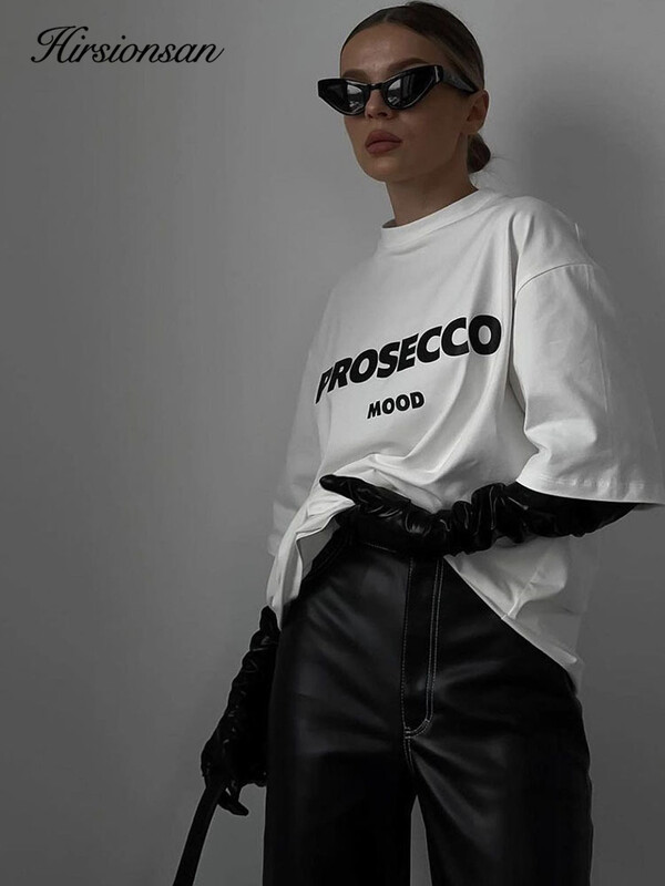 Hirsionsan Simpic Tricou imprimat cu litere pentru femei, vară, nou, din bumbac, moale, cu mânecă scurtă