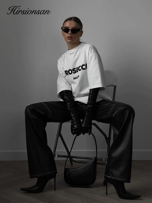 Hirsionsan Simpic Tricou imprimat cu litere pentru femei, vară, nou, din bumbac, moale, cu mânecă scurtă