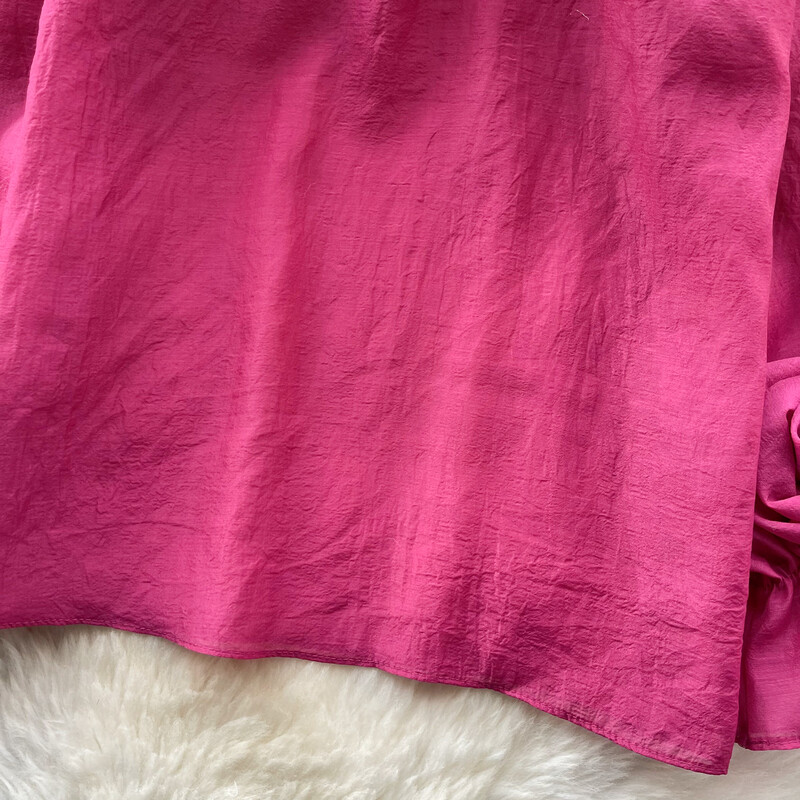 Bluză sexy cu mâneci bufante cu mânecă lungă, cu decolteu în formă de O, cu pliuri florale, subțire, elegantă, la modă, de bază șic, primăvară vară, cămașă pentru femei