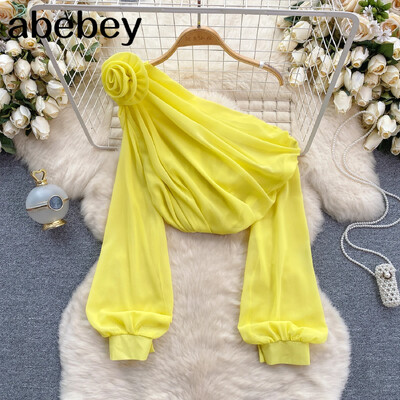 2024. aasta viltune krae, lilleline aplikatsioon, võrk šifoonist naiste topsid Elegantsed moeklubi kärbitud topid Vaata läbi pullover Uus