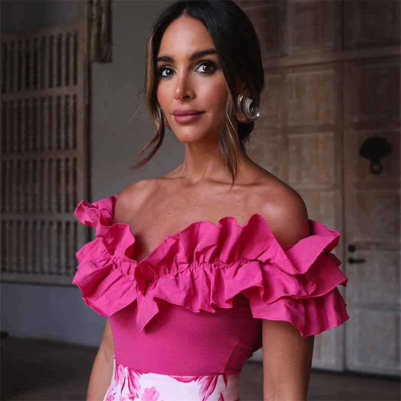 Euroopa ja Ameerika stiilis 2024. aasta suvine naiste uus mood vabaaja mitmekülgne temperament, ühevärviline volangi äärega kombinesoon