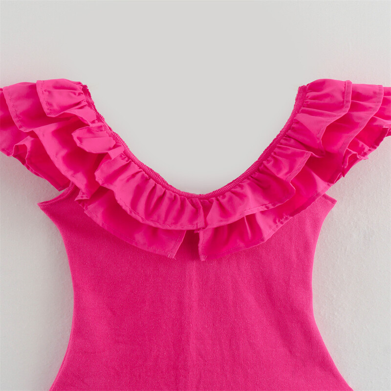 Euroopa ja Ameerika stiilis 2024. aasta suvine naiste uus mood vabaaja mitmekülgne temperament, ühevärviline volangi äärega kombinesoon