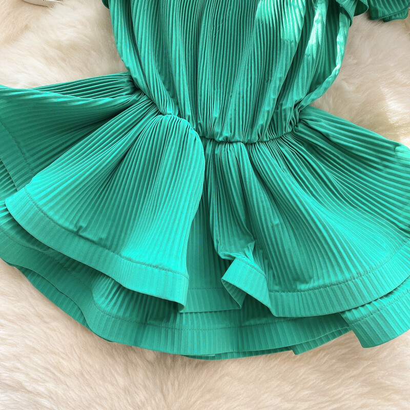 Retro plisseeritud Ruffle Pluus, sifonkist topp Seksikas särk Naiste camis Tänavarõivad suvine Korea mood Mood Crop Top