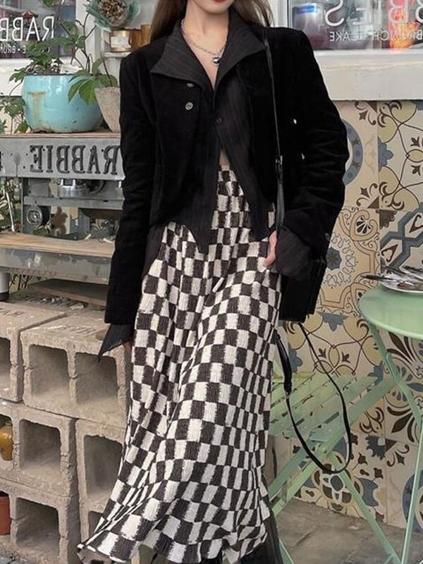 Deeptown Y2k pluus naiste vintage must särk gooti Harjauku plisseeritud nööbiga korea tume kitsas pikkade varrukatega esteetiline naine