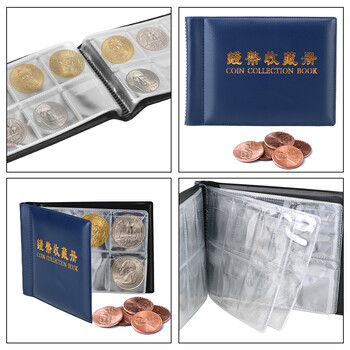 NICEYARD 120/60 Pockets Artificial PU Leather Coins Collection Album Book Collecting Money Organizer Τσάντες αποθήκευσης Ταινία PVC