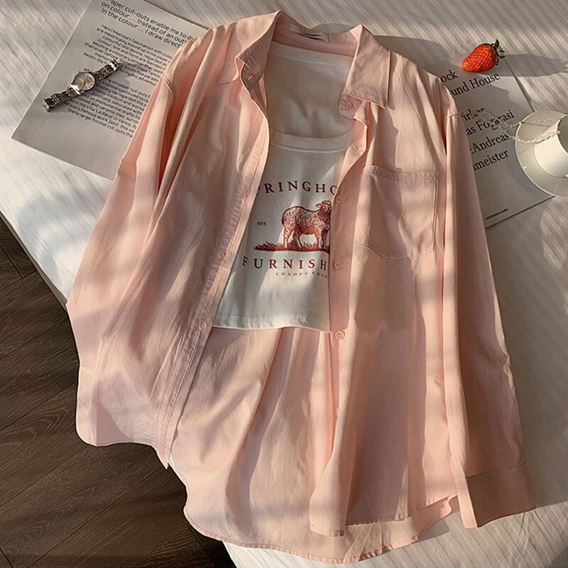 Cămașă simplă pentru femei coreeană lejeră cu mânecă lungă șic Top cu nasturi Casual toamnă Toate se potrivesc bluză de damă de birou Nou