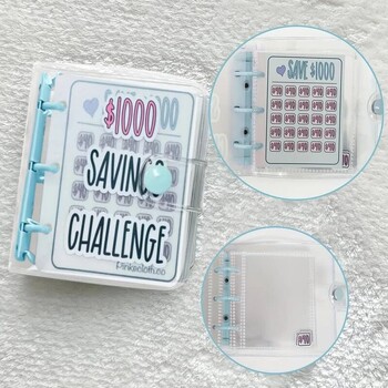 Creative 1.000 $ Savings Challenge Binder με φάκελο ανθεκτικό γυαλιστερό PVC, Χριστουγεννιάτικο δώρο Πρόκληση εξοικονόμησης χρημάτων