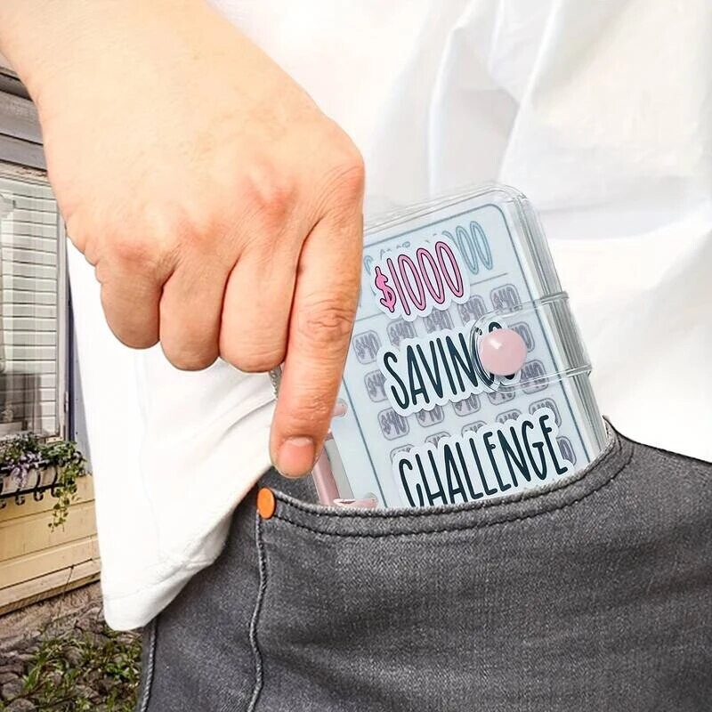 Loominguline 1000-dollarine säästuköitja ümbrikuga, vastupidava läikiva PVC-ga, jõulukinke raha säästmise väljakutse