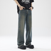 2024 Пролет и лято American Retrocleanfit Jeans Мъжки прави свободни панталони TeenvibeCouple Mop Pants Ежедневни дънки