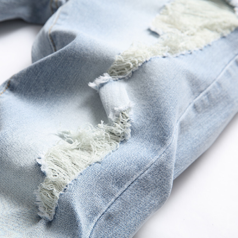 Bărbați eleganți, găuri slabe, blugi cerșetori, pantaloni pentru bărbați, elastici, rupti, de bună calitate, subțiri, denim, îmbrăcăminte pentru bărbați