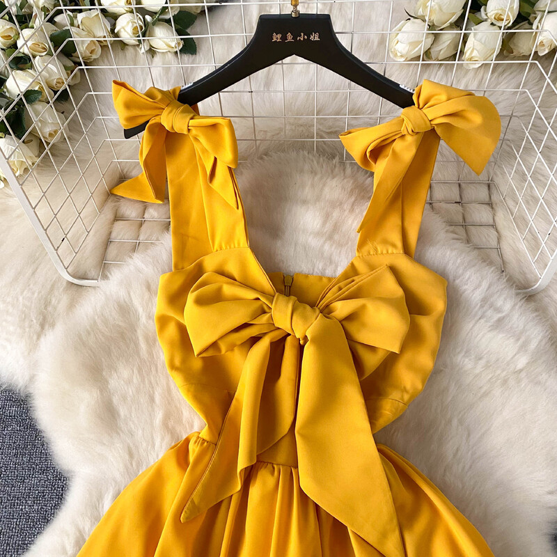 Šikk Elegantne Bow Bandage plisseeritud kleit Korea moe kleit Rand magus Puhkus Vestidos Summer Naiste saledad kleidid