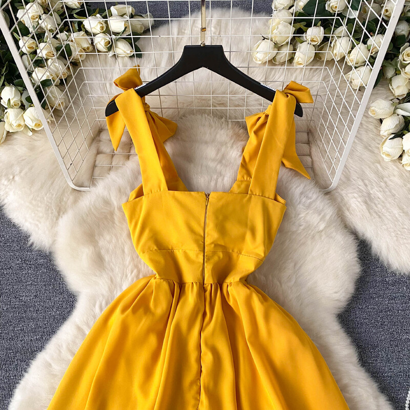 Šikk Elegantne Bow Bandage plisseeritud kleit Korea moe kleit Rand magus Puhkus Vestidos Summer Naiste saledad kleidid