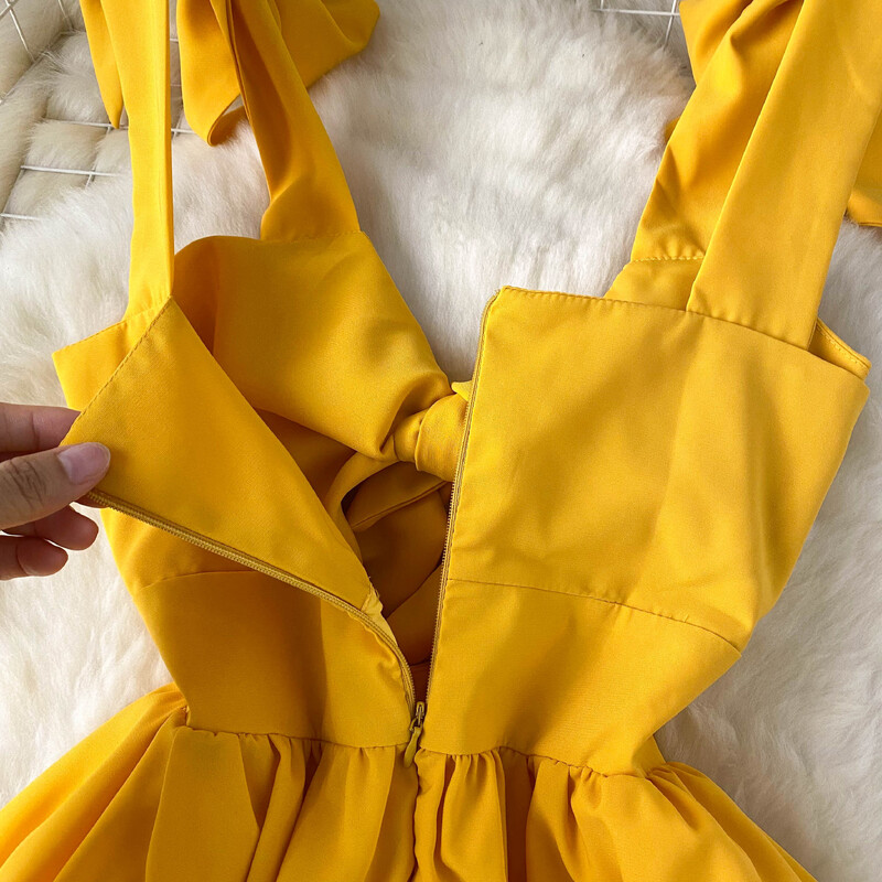 Šikk Elegantne Bow Bandage plisseeritud kleit Korea moe kleit Rand magus Puhkus Vestidos Summer Naiste saledad kleidid