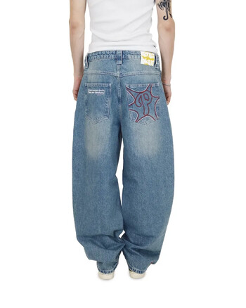 PROTECT Streetwear Jeans Y2K мъжки панталони Harajuku Hip Hop Letter Embroidery Vintage Blue Baggy Jeans Панталон с широки крачоли с висока талия