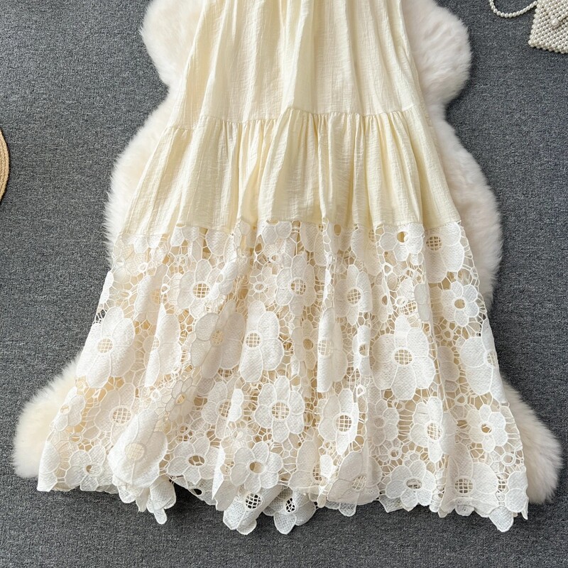 Retro elegantsed pitsilised õõnsad kleidikomplektid Seksikad päitsetega vabaaja Vestidos õhukesed naiste õhtukleidid