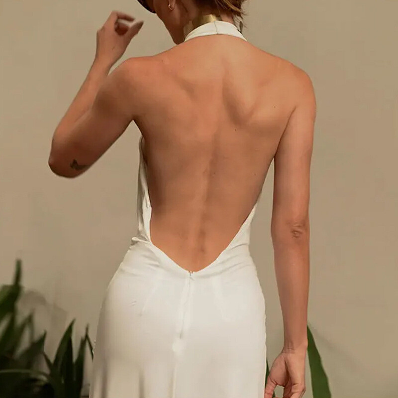 2024. aasta uued seksikad elegantsed päitsetega pikad kleidid naistele V-kaelusega seljata seelik õhtune peokleit Daami pühade valge kleit riided