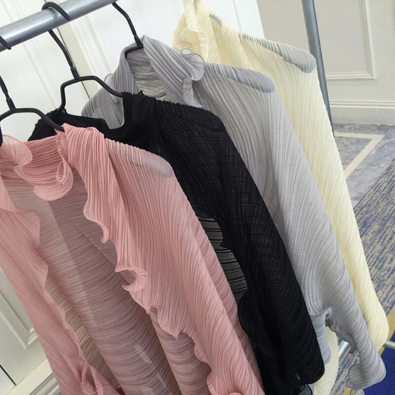 Reljeefse volangiga päikesekaitsega rätik ühevärviline šifoonist siidist sall naiste välistingimustes mahajäetud auto päikesekaitsevarrukas