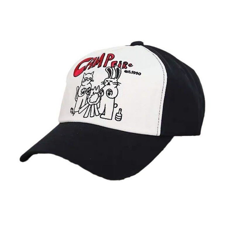 Uus lõbus kassijänes multika tikandiga kontrastset värvi pesapallimüts Korea tänava vabaaja meeste ja naiste päikesevari, spordimüts