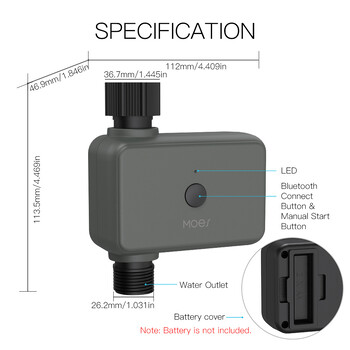 Χρονοδιακόπτες νερού κήπου MOES Smart Tuya Bluetooth Καθυστέρηση βροχής Προγραμματιζόμενος χρονοδιακόπτης αυτόματης άρδευσης με διανομέα Απαιτείται