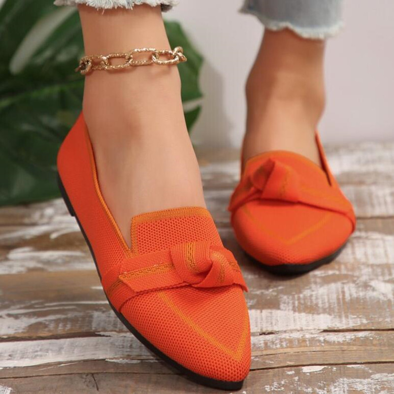 Νέο γυναικείο πλεκτό slip on flat Αναπνεύσιμα άνετα μονόχρωμα παπούτσια για περπάτημα Casual μυτερά αθλητικά παπούτσια για περπάτημα Loafers