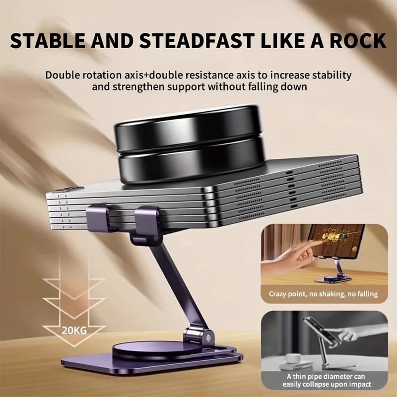 Suport portabil pentru tabletă din aliaj de aluminiu cu rotire 720 pentru iPad, reglabil, flexibil, pliabil, pentru desktop, suport pentru telefon mobil în direct