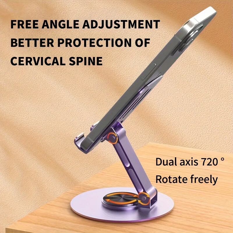 Suport portabil pentru tabletă din aliaj de aluminiu cu rotire 720 pentru iPad, reglabil, flexibil, pliabil, pentru desktop, suport pentru telefon mobil în direct