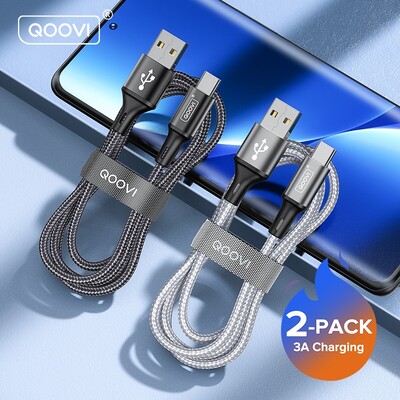 QOOVI 3.1A USB tipa C kabelis Ātrā uzlāde Xiaomi Mi12 11 Samsung Huawei mobilā tālruņa lādētāja ātrās uzlādes vada vads