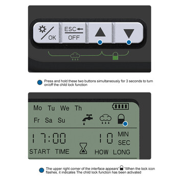 Таймер за спринклер Програмируем маркуч за вода Кран Таймер Контролер за напояване Таймер за поливане на градината с Ръчно забавяне на дъжда 1 изход