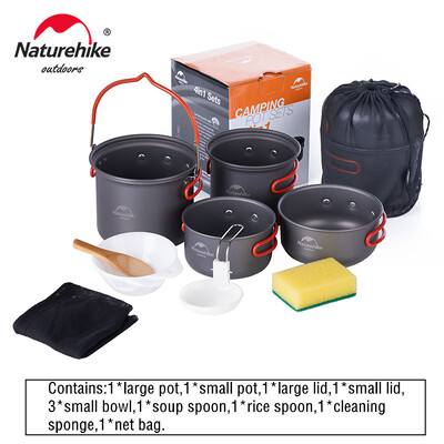 Naturehike Camping Cooking komplekt õues pikniku telkimispott Ultralight kaasaskantav pikniku kööginõud 2-3 inimesele matkamiseks mõeldud Non Sticki potid